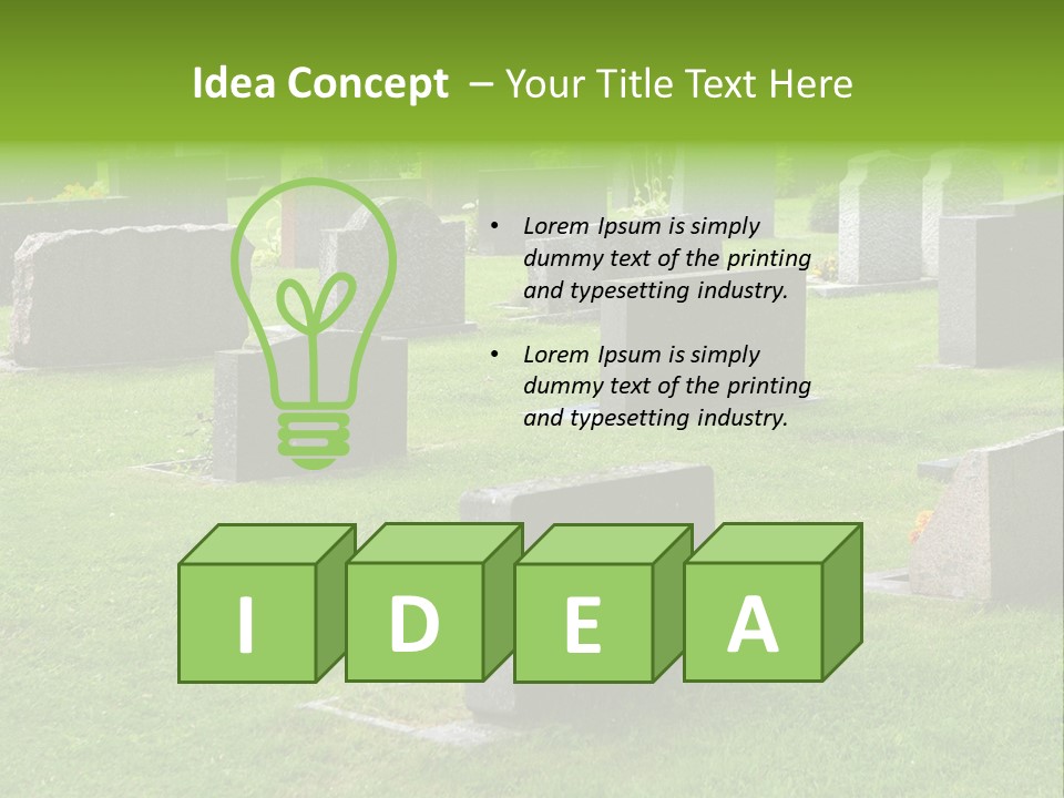 A Cemetery With Many Headstones In The Grass PowerPoint Template