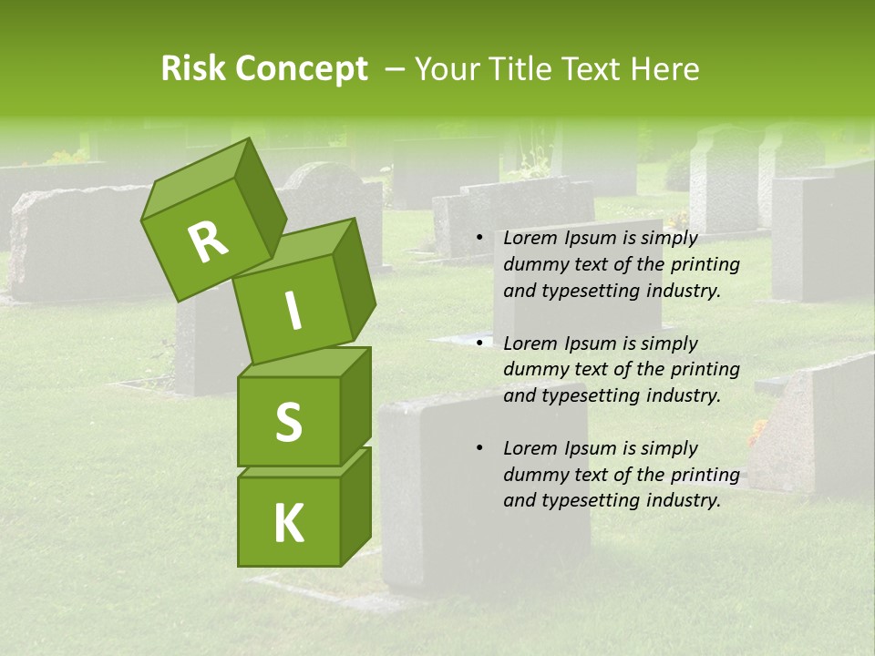 A Cemetery With Many Headstones In The Grass PowerPoint Template
