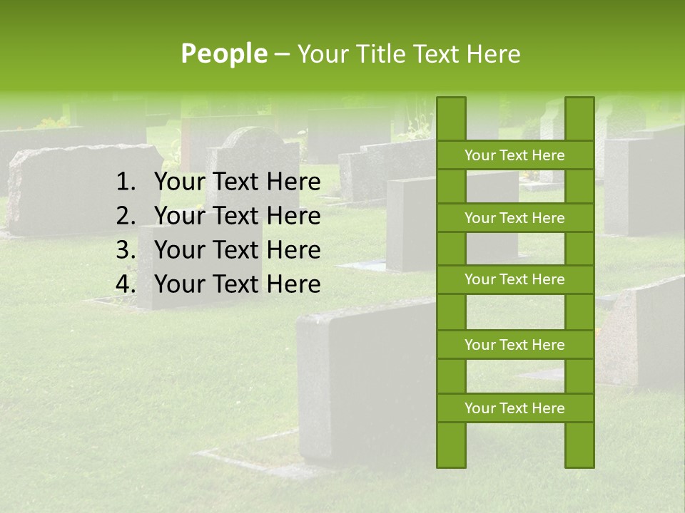 A Cemetery With Many Headstones In The Grass PowerPoint Template
