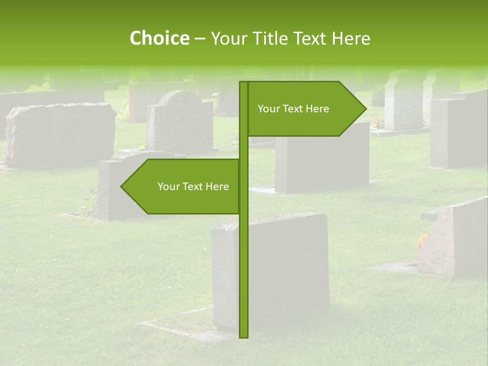 A Cemetery With Many Headstones In The Grass PowerPoint Template