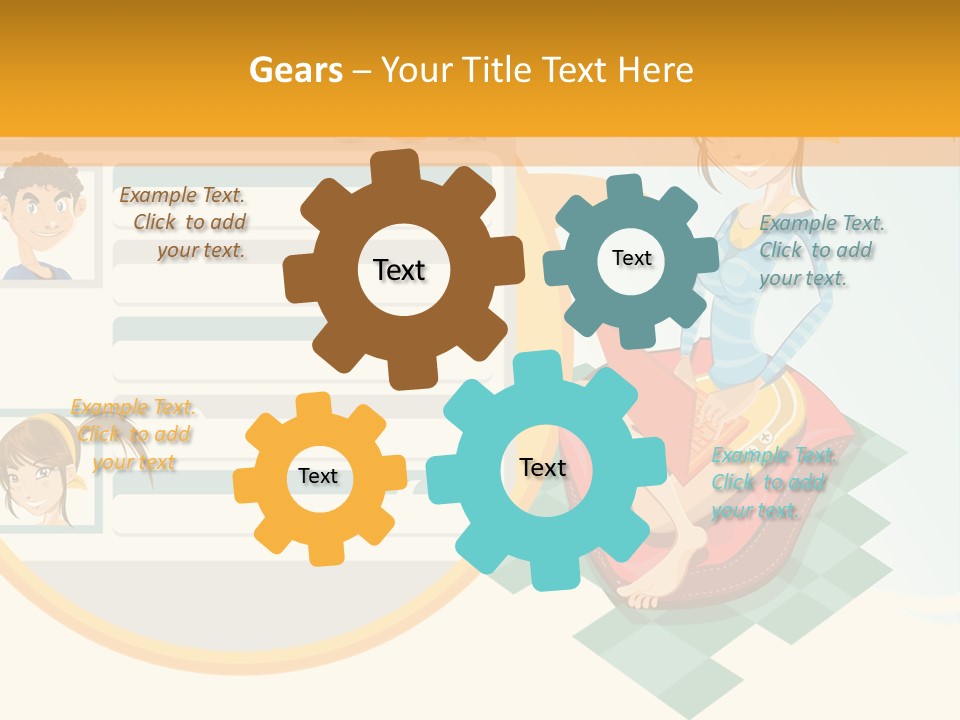 A Woman Sitting On A Chair Next To A Computer Screen PowerPoint Template