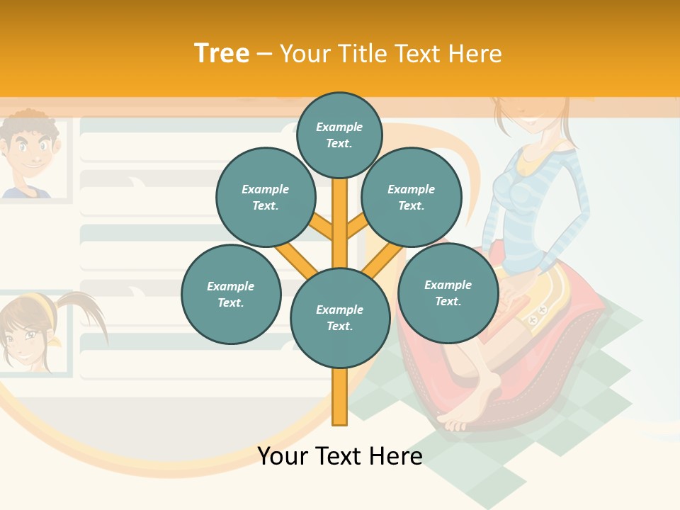 A Woman Sitting On A Chair Next To A Computer Screen PowerPoint Template