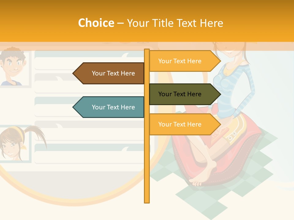 A Woman Sitting On A Chair Next To A Computer Screen PowerPoint Template