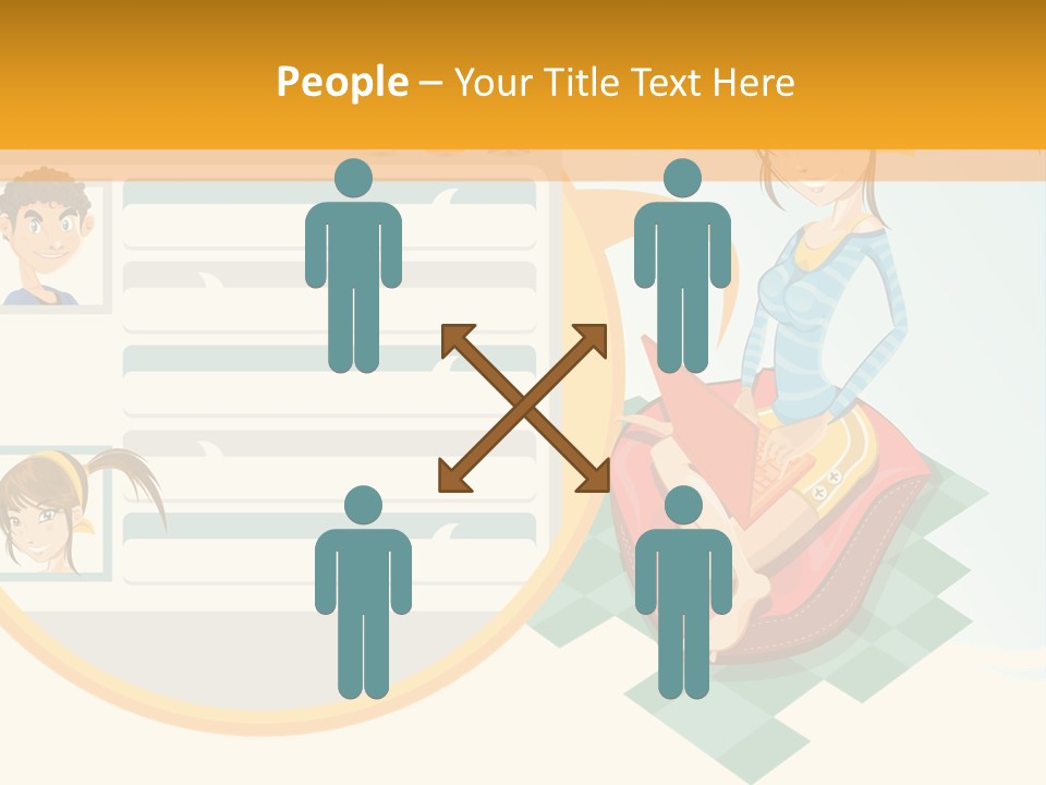 A Woman Sitting On A Chair Next To A Computer Screen PowerPoint Template