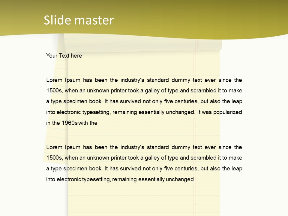 A Piece Of Yellow Paper With A Note Attached To It PowerPoint Template