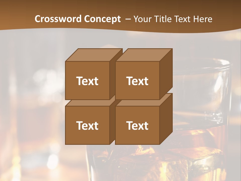 A Glass Of Whiskey With Ice On A Table PowerPoint Template