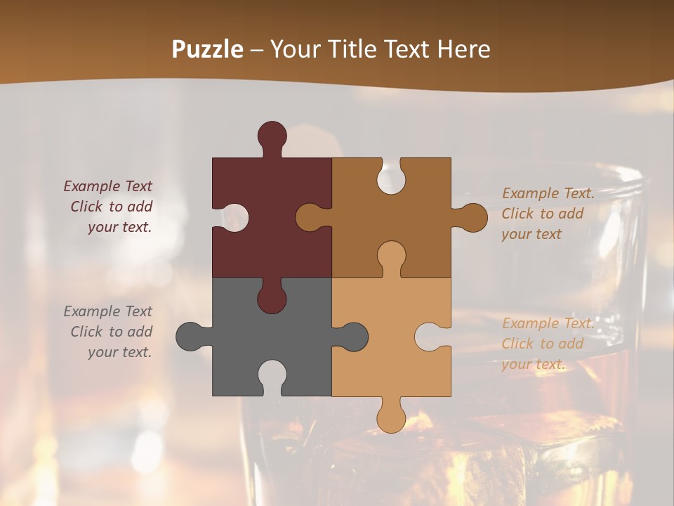 A Glass Of Whiskey With Ice On A Table PowerPoint Template