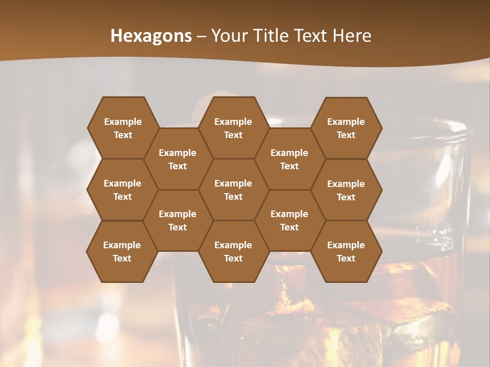 A Glass Of Whiskey With Ice On A Table PowerPoint Template