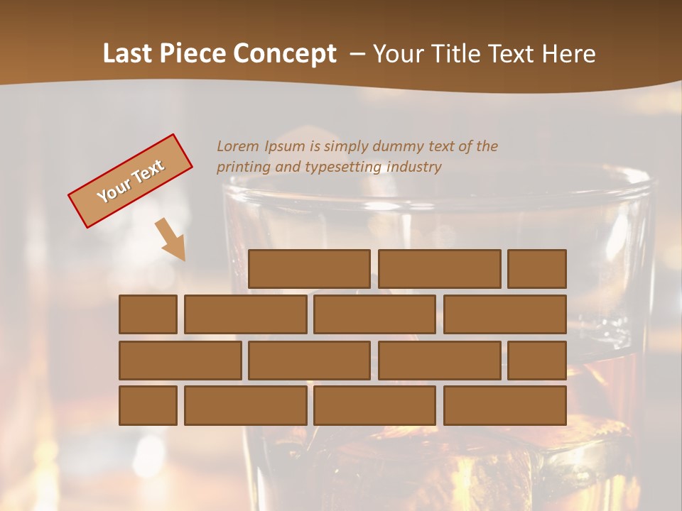 A Glass Of Whiskey With Ice On A Table PowerPoint Template