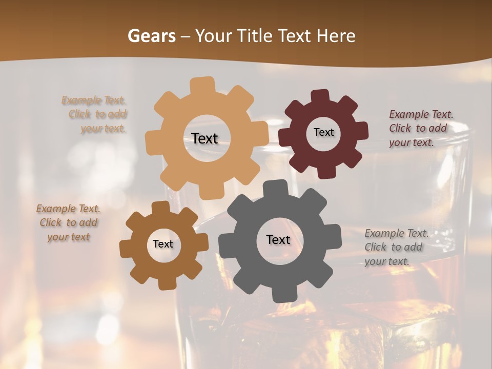 A Glass Of Whiskey With Ice On A Table PowerPoint Template