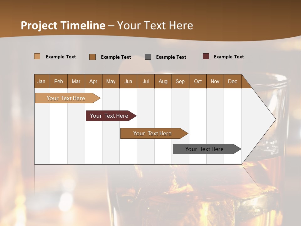A Glass Of Whiskey With Ice On A Table PowerPoint Template