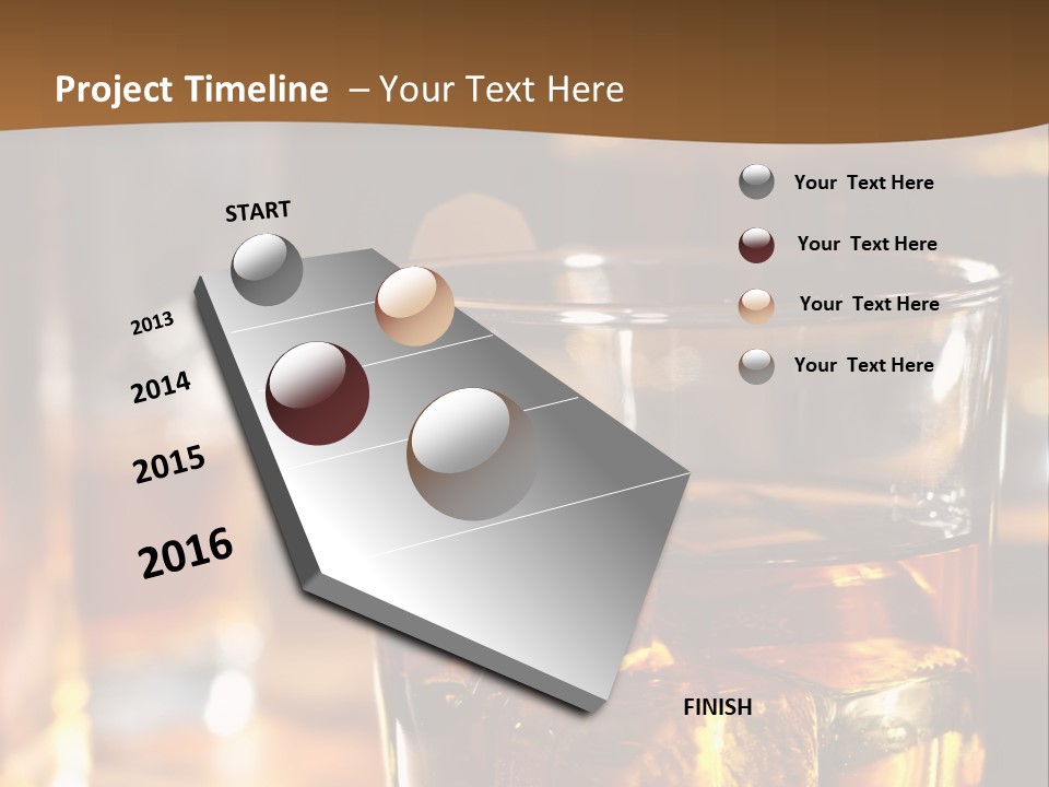 A Glass Of Whiskey With Ice On A Table PowerPoint Template