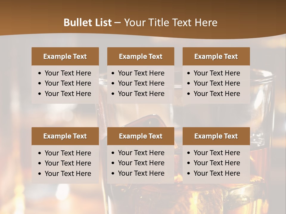 A Glass Of Whiskey With Ice On A Table PowerPoint Template