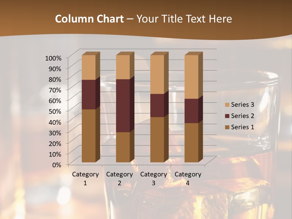 A Glass Of Whiskey With Ice On A Table PowerPoint Template