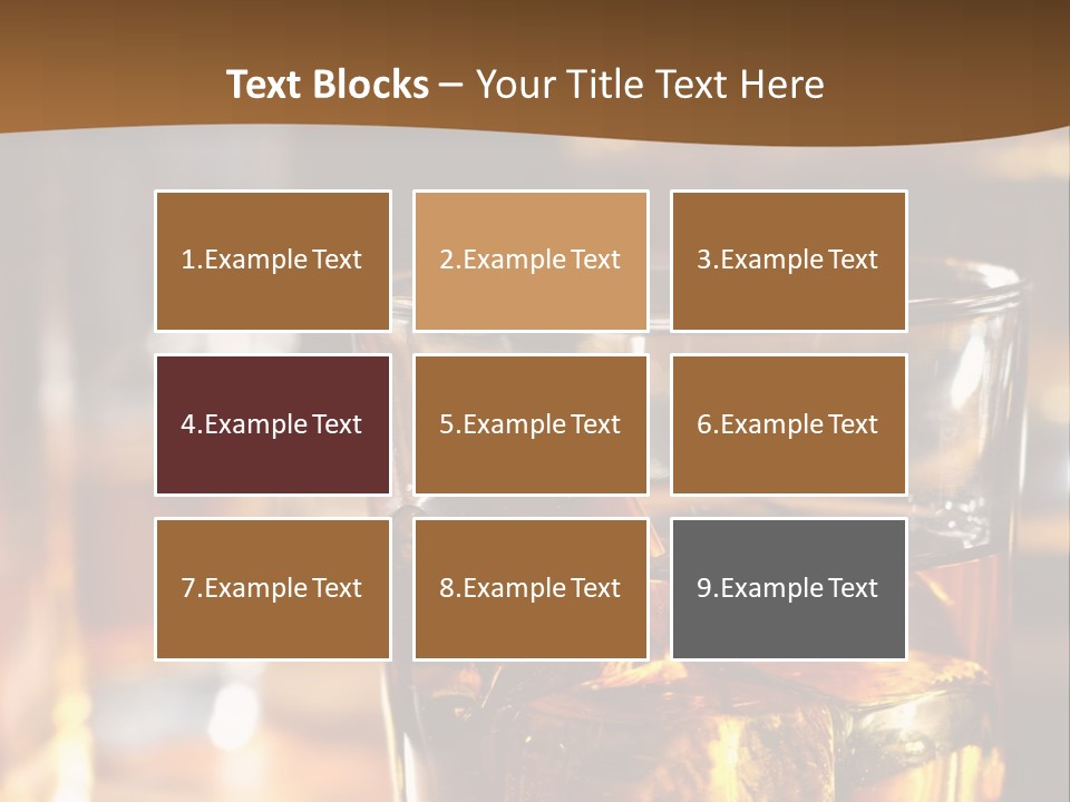 A Glass Of Whiskey With Ice On A Table PowerPoint Template