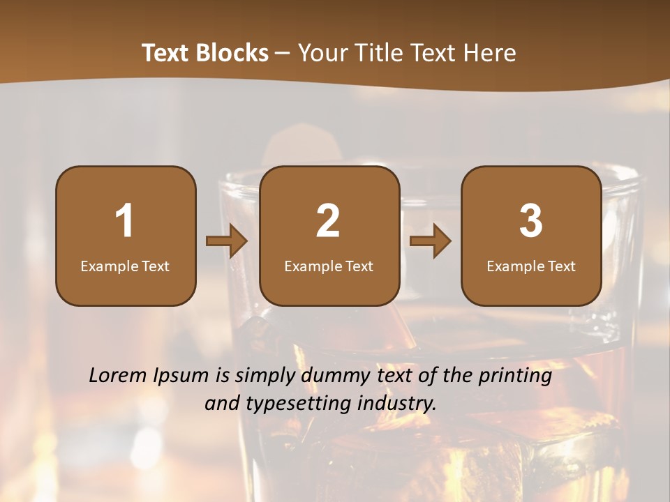 A Glass Of Whiskey With Ice On A Table PowerPoint Template