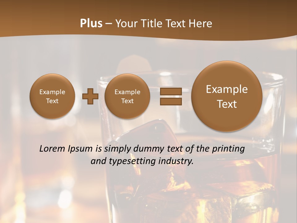 A Glass Of Whiskey With Ice On A Table PowerPoint Template
