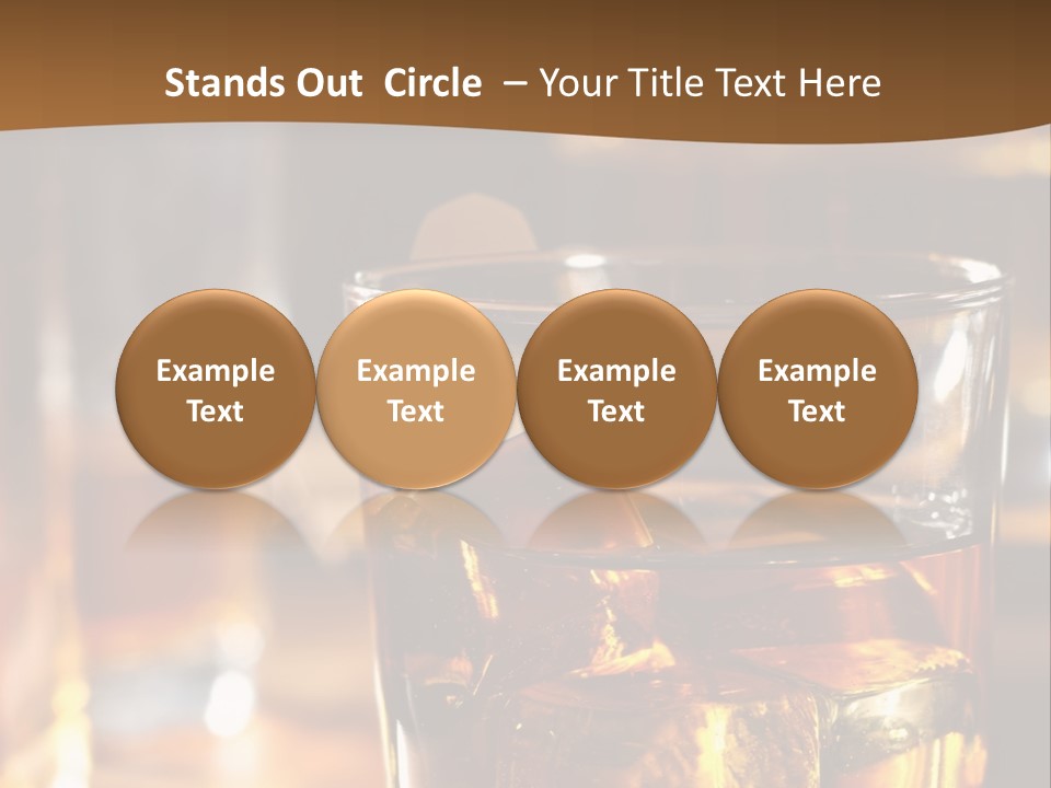 A Glass Of Whiskey With Ice On A Table PowerPoint Template