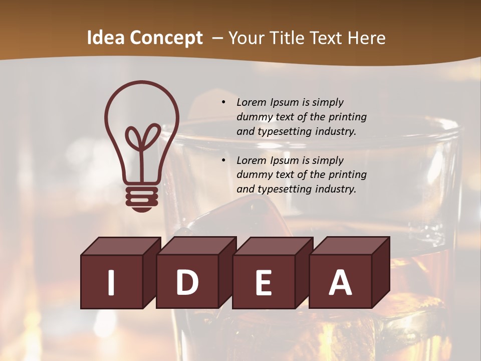 A Glass Of Whiskey With Ice On A Table PowerPoint Template