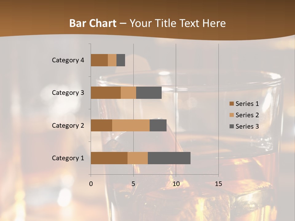 A Glass Of Whiskey With Ice On A Table PowerPoint Template