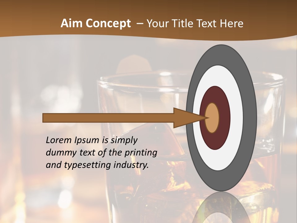 A Glass Of Whiskey With Ice On A Table PowerPoint Template