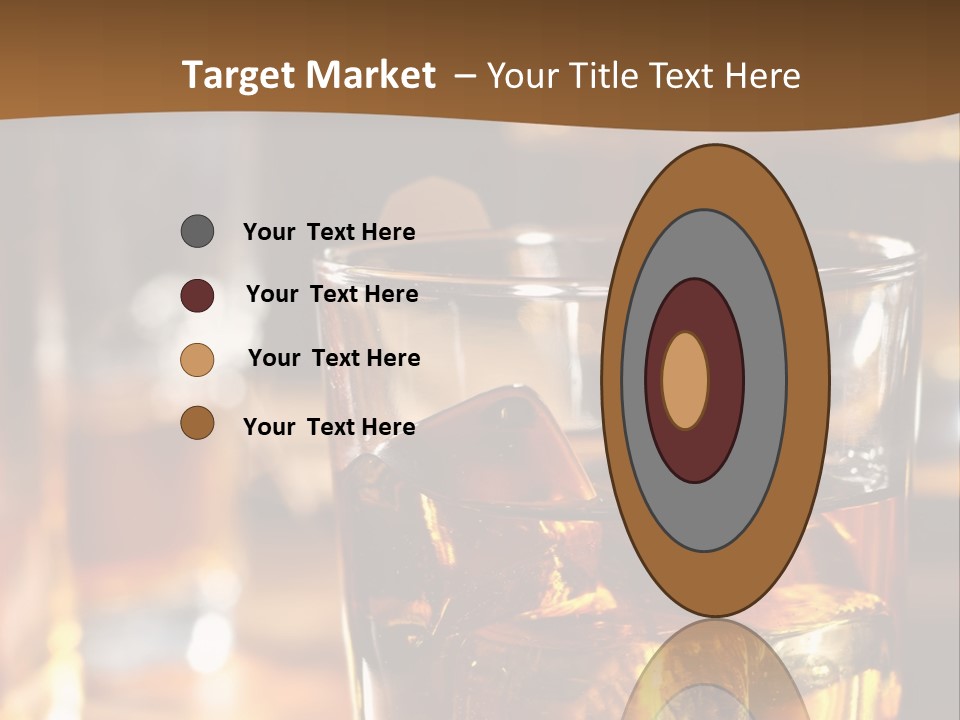 A Glass Of Whiskey With Ice On A Table PowerPoint Template