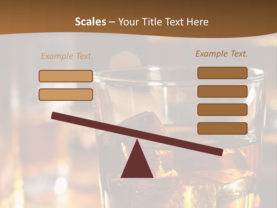 A Glass Of Whiskey With Ice On A Table PowerPoint Template