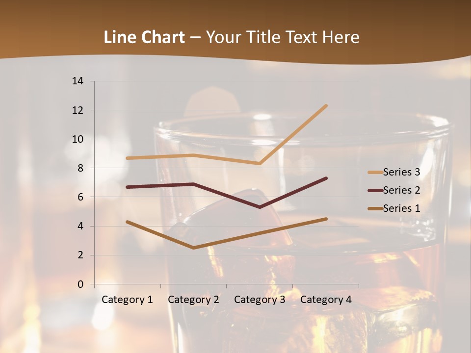 A Glass Of Whiskey With Ice On A Table PowerPoint Template