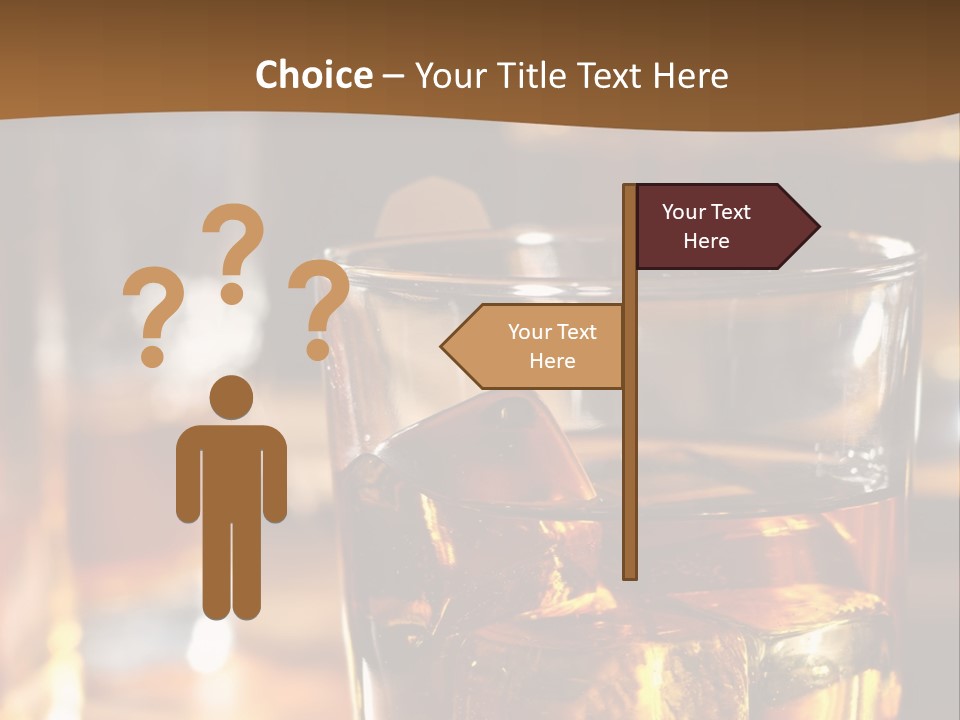 A Glass Of Whiskey With Ice On A Table PowerPoint Template