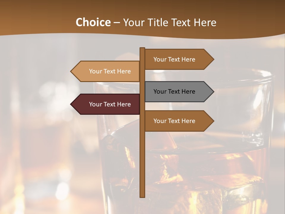 A Glass Of Whiskey With Ice On A Table PowerPoint Template