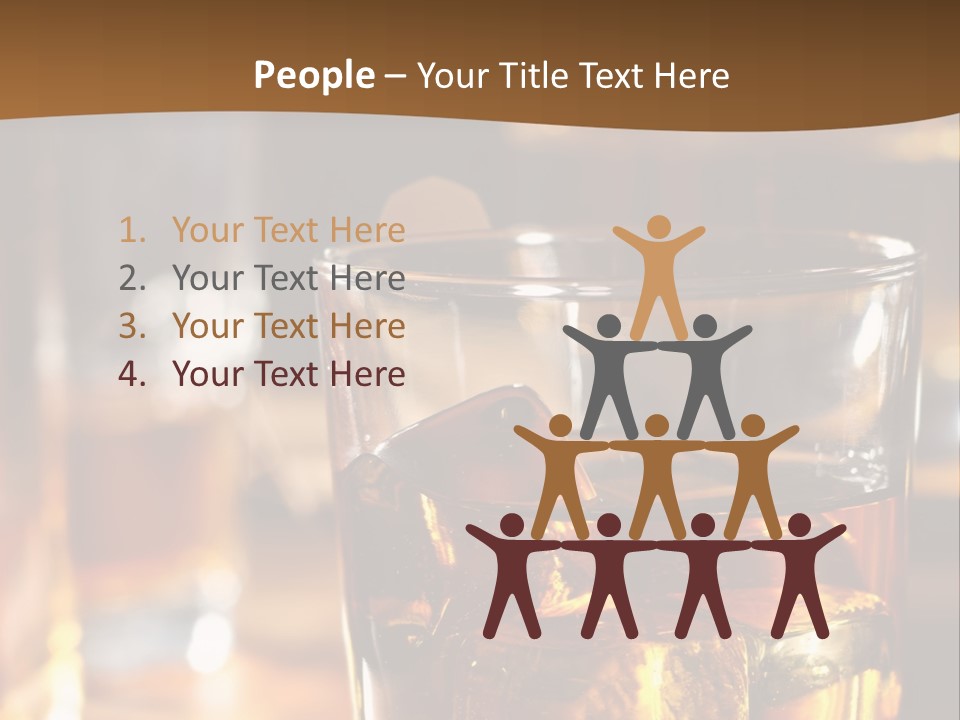 A Glass Of Whiskey With Ice On A Table PowerPoint Template