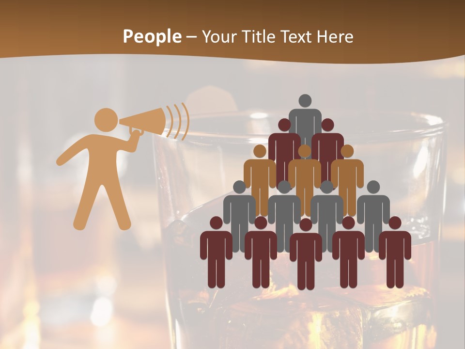 A Glass Of Whiskey With Ice On A Table PowerPoint Template