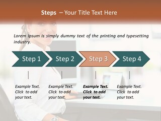 A Woman Sitting At A Desk With A Laptop PowerPoint Template