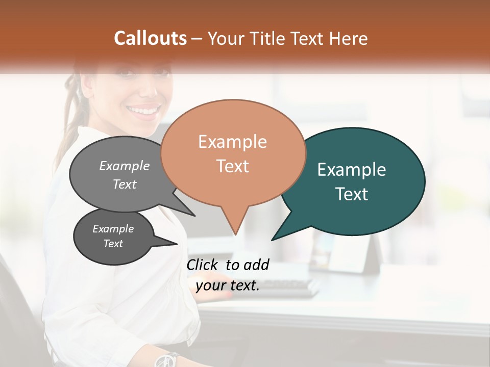 A Woman Sitting At A Desk With A Laptop PowerPoint Template