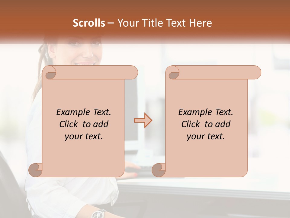 A Woman Sitting At A Desk With A Laptop PowerPoint Template