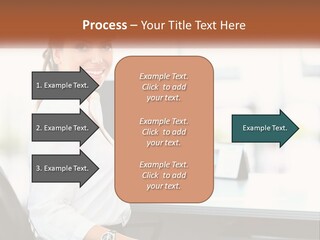 A Woman Sitting At A Desk With A Laptop PowerPoint Template