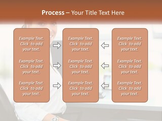 A Woman Sitting At A Desk With A Laptop PowerPoint Template