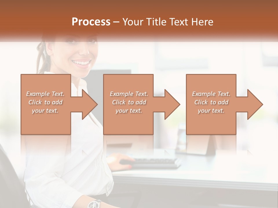 A Woman Sitting At A Desk With A Laptop PowerPoint Template