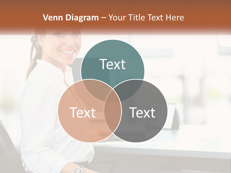 A Woman Sitting At A Desk With A Laptop PowerPoint Template