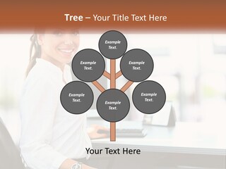 A Woman Sitting At A Desk With A Laptop PowerPoint Template