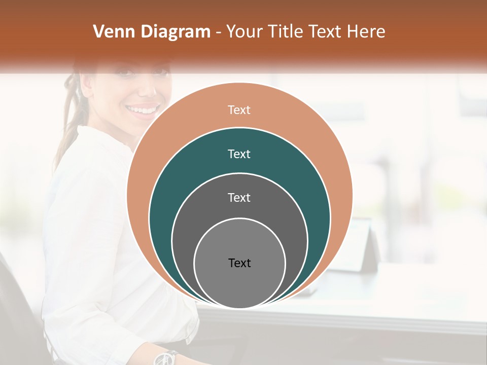 A Woman Sitting At A Desk With A Laptop PowerPoint Template