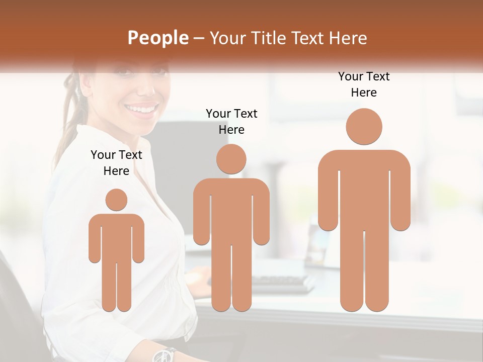 A Woman Sitting At A Desk With A Laptop PowerPoint Template