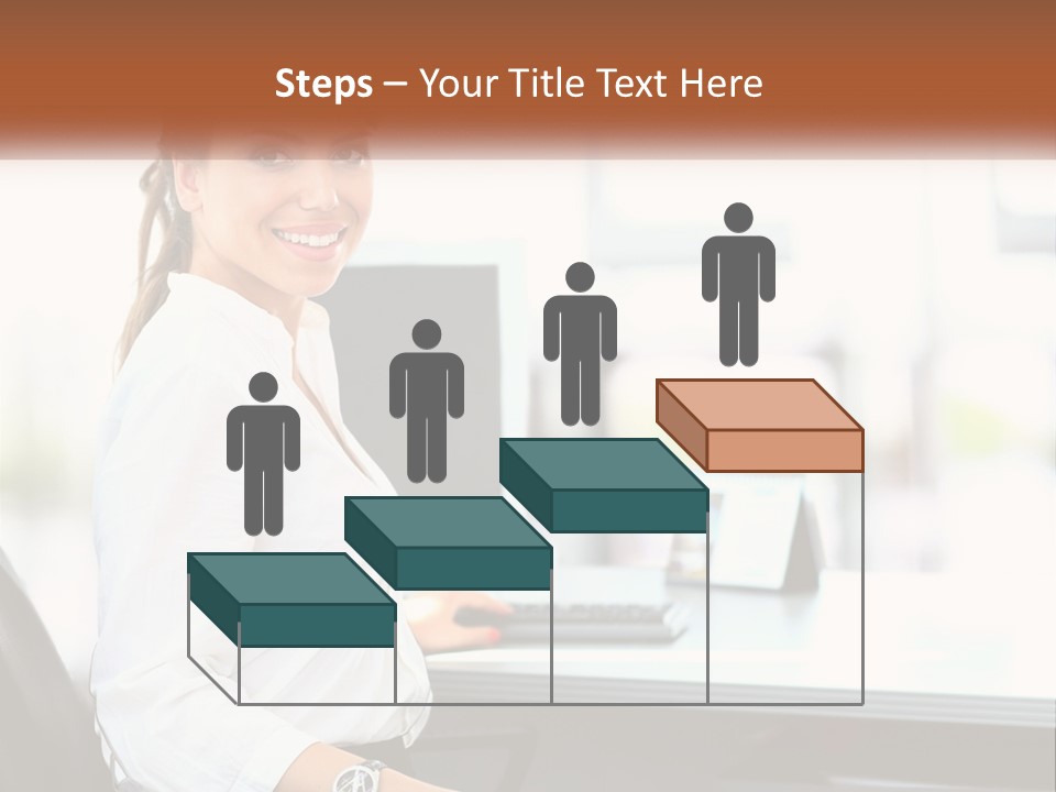 A Woman Sitting At A Desk With A Laptop PowerPoint Template