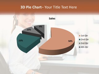 A Woman Sitting At A Desk With A Laptop PowerPoint Template