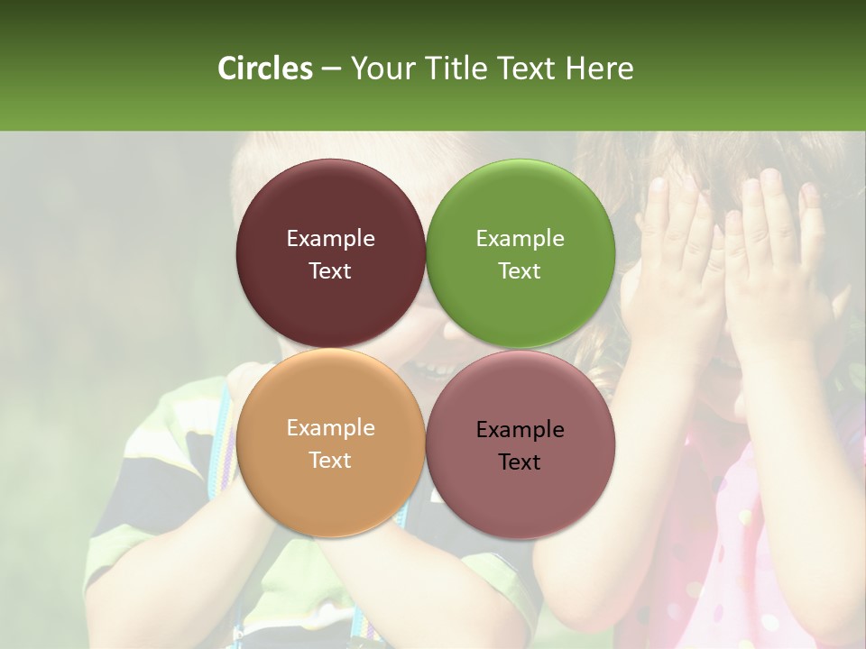 Two Young Children Covering Their Eyes With Their Hands PowerPoint Template