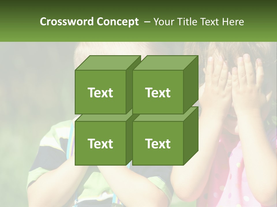 Two Young Children Covering Their Eyes With Their Hands PowerPoint Template