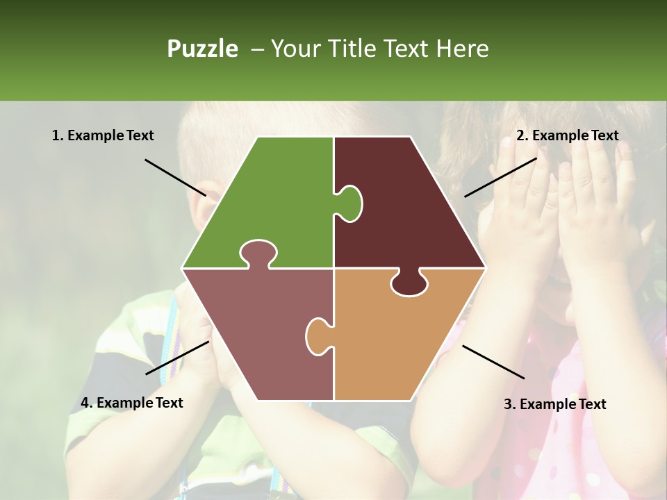 Two Young Children Covering Their Eyes With Their Hands PowerPoint Template