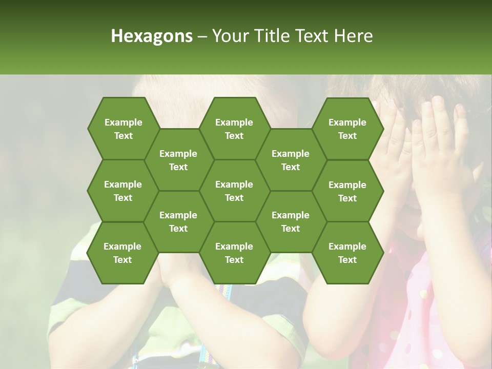 Two Young Children Covering Their Eyes With Their Hands PowerPoint Template