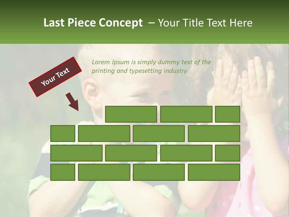 Two Young Children Covering Their Eyes With Their Hands PowerPoint Template