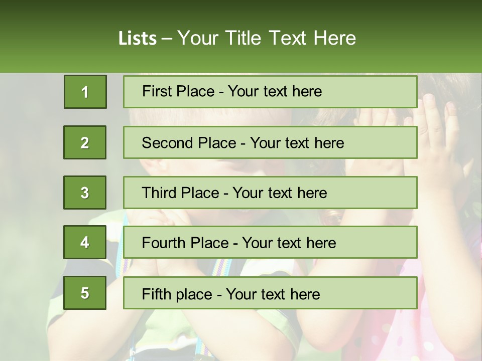Two Young Children Covering Their Eyes With Their Hands PowerPoint Template